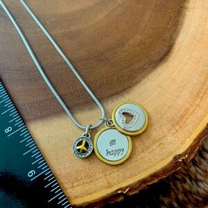 Brighton Be Happy necklace silver and gold peace charm